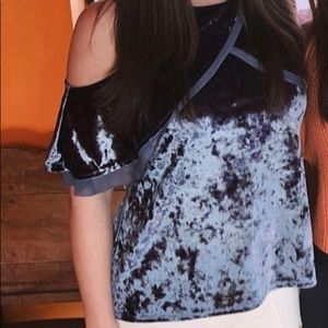 Blue velvet top